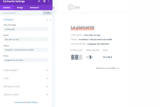 Custom Divi product module screenshot