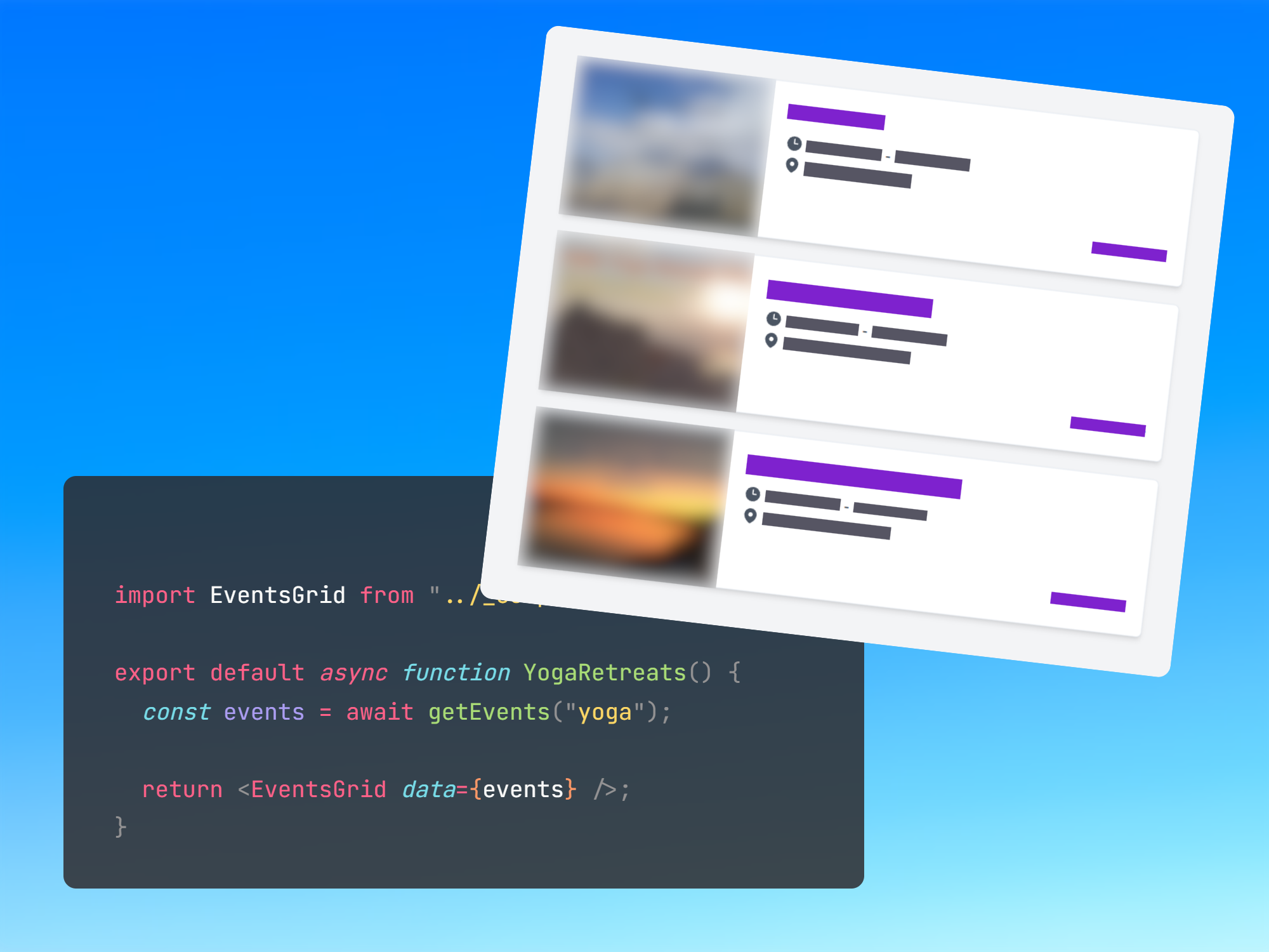 Screenshot of Next.js code and Next.js component