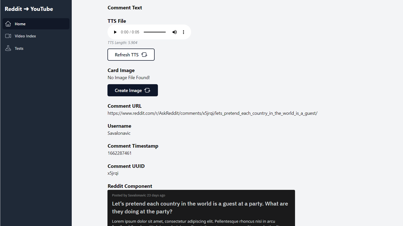 Screenshot of a Next.js component